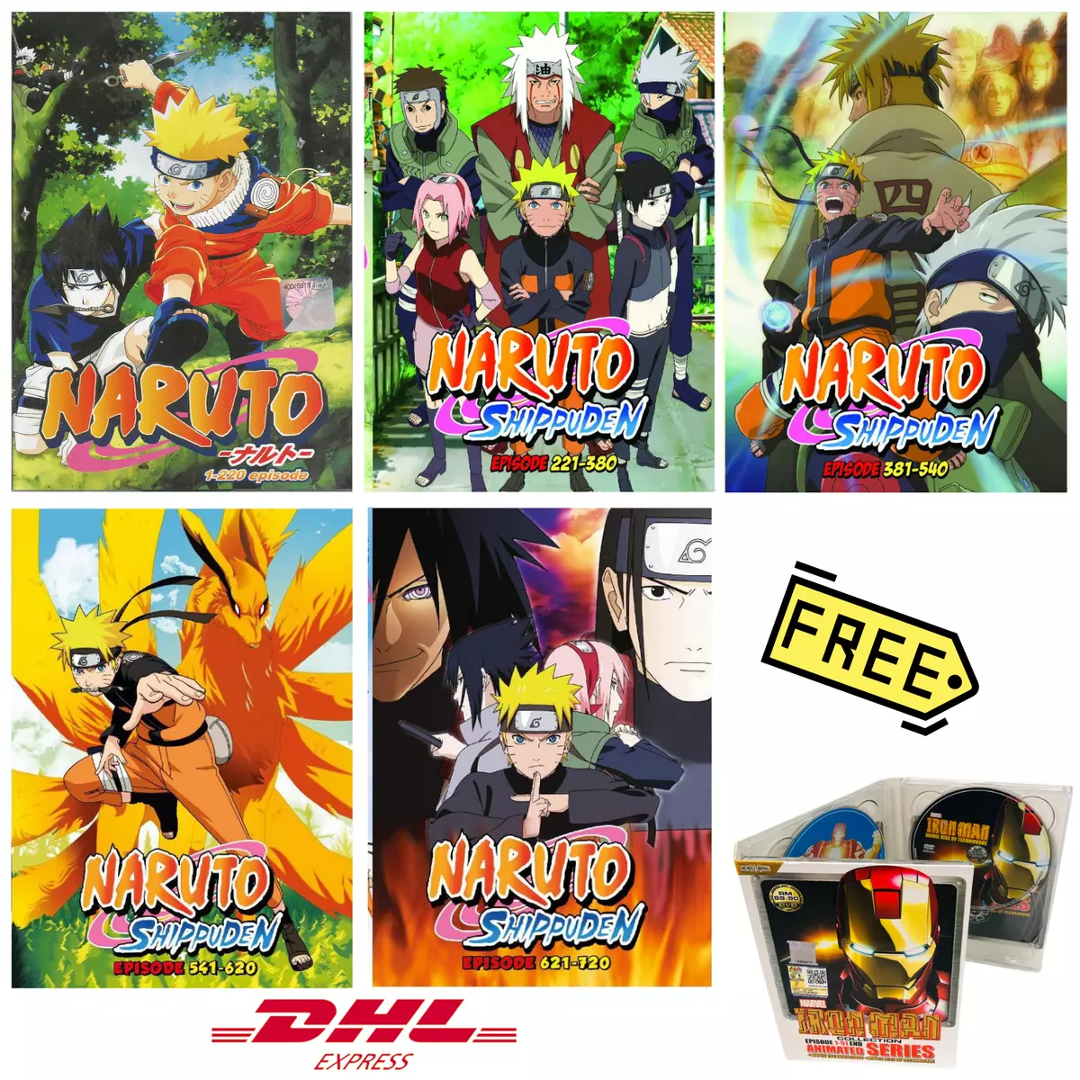 Naruto Naruto Shippuden Episódio 1-720 DVD Coleção completa de