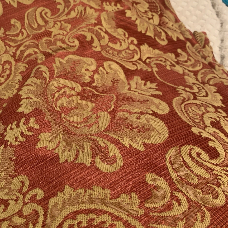 VTG Burlington Traditional Damask Queen Duvet ONLY Burgundy Gold Piping Rich - Image 2 of 4
