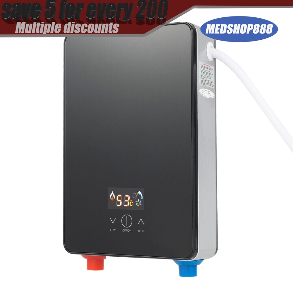 6500w Tankless Electric Hot Water Heater LED Display Instant Boiler On