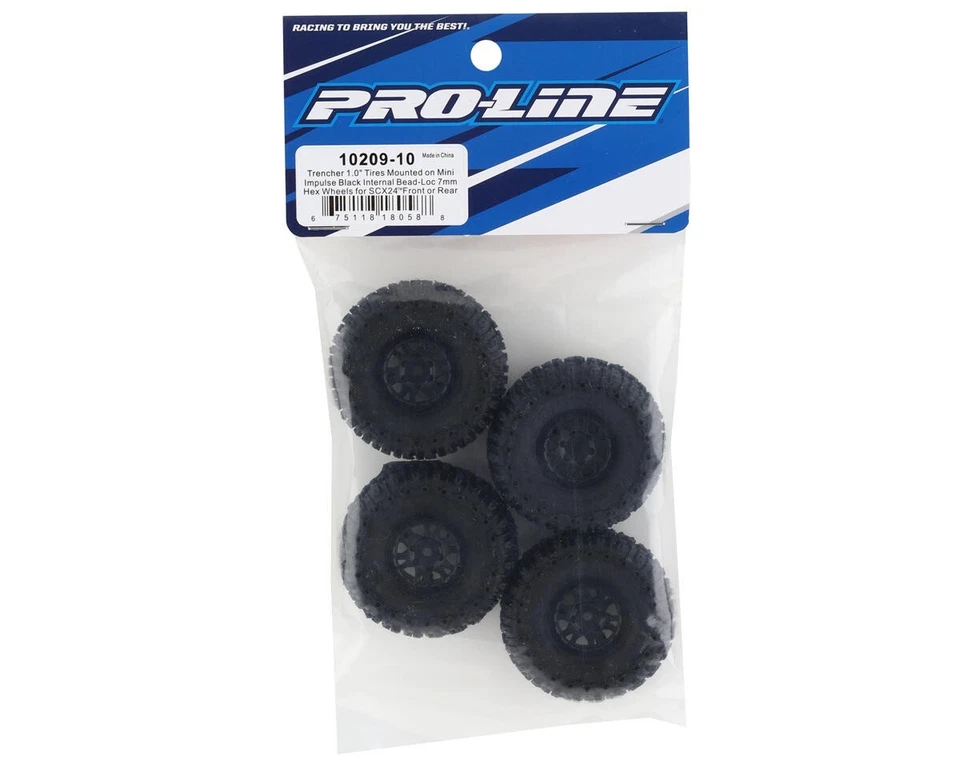 Pro-Line 1/24 Trencher F/R 1.0" Tires Mounted 7mm Black Impulse (4): SCX24 - Image 4 of 4