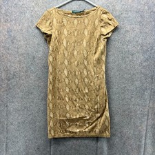 Lauren Ralph Lauren Dress Womens XS Khaki Snake Print Ponte Sheath Pencil Rare