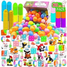 80 PCS Prefilled Easter Eggs with Toys Inside, Easter Basket Stuffers, Easter...