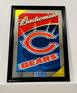 Chicago Bears Vintage Budweiser Mirror (Rare) 22.5” X  30.5”