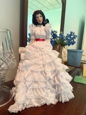 Franklin Mint Gone With The Wind Scarlett Ohara doll white dress with red bows