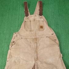 Vintage Carhartt Bib Overalls 38x34 Brown Duck R27 BRN Quilt Lined USA 90s