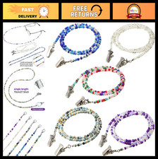 Colorful Bead Eyeglass Chains Lanyard - 5 Pairs Clips, 28" Handmade Necklace