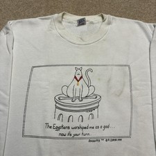 Vtg Cartoon Cat Sweatshirt 2XL White Egyptian Cat God Graphic 1994 90s Funny