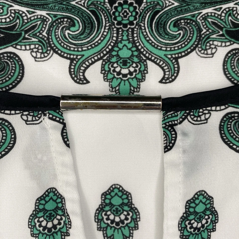 Top de mujer Dana Buchman pequeño ala de murciélago blanco verde y negro Foto 3 de 4