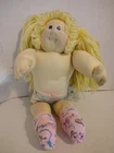 1985 Cabbage Patch Kids Little People Soft Sculpture Doll Blonde Blue Signature