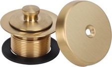 Lift Turn Tub Drain Trim Kit with Overflow Faceplate Brushed Gold One Hole