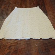Vintage Undercover Wear Crochet Knit Skirt Ivory Chevron Women's Small USA Made