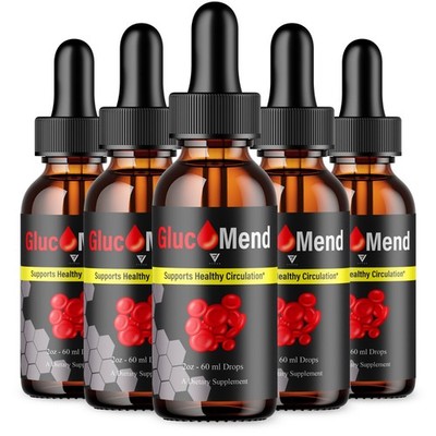 (5 Pack) Glucomend Glycogen Drops, Gluco Mend Advanced Formula Supplement (10oz)