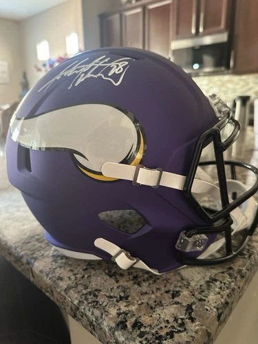 Adrian Peterson Vikings Autographed Helmet Beckett Full Size Replica Signed