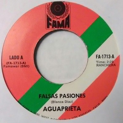 Aguaprieta - Falsa Pasiones / El Amor Es Maravilloso, 7'', (Vinyl)