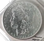 1891 US Morgan Silver Dollar $1 - Brilliant Uncirculated Bright White BU+