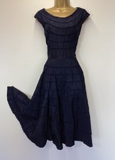 Vintage Susan Small American Model Fit & Flare Navy MIDI Dress Size 14