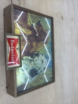 Vintage 1950s Budweiser Beer Lighted Sign English And Irish Setter Hunting Dogs