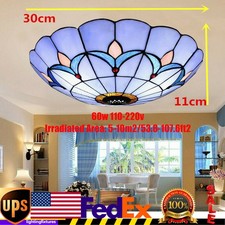 12" Flush Mount Ceiling Light Tiffany Style Stained Glass Shade Lamp Fixture