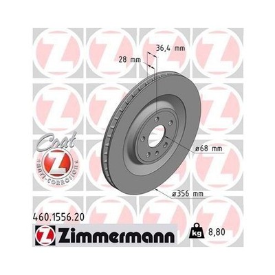 Bremsscheibe Zimmermann 460.1556.20 Coat Z für Porsche Hinterachse