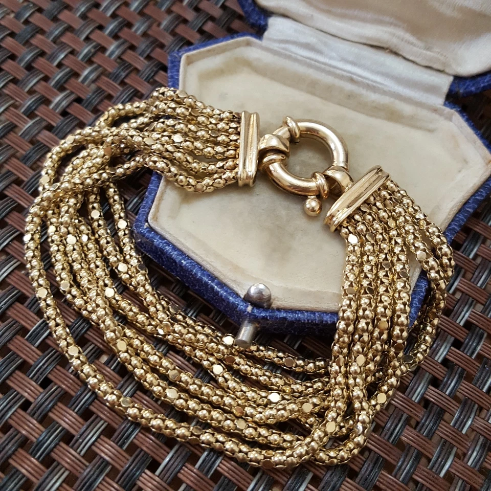 Qvc 925 Sterling Silver Bracelet, Gold Plated, Multistrand Chains Bracelet, 7.5" - Image 4 of 4