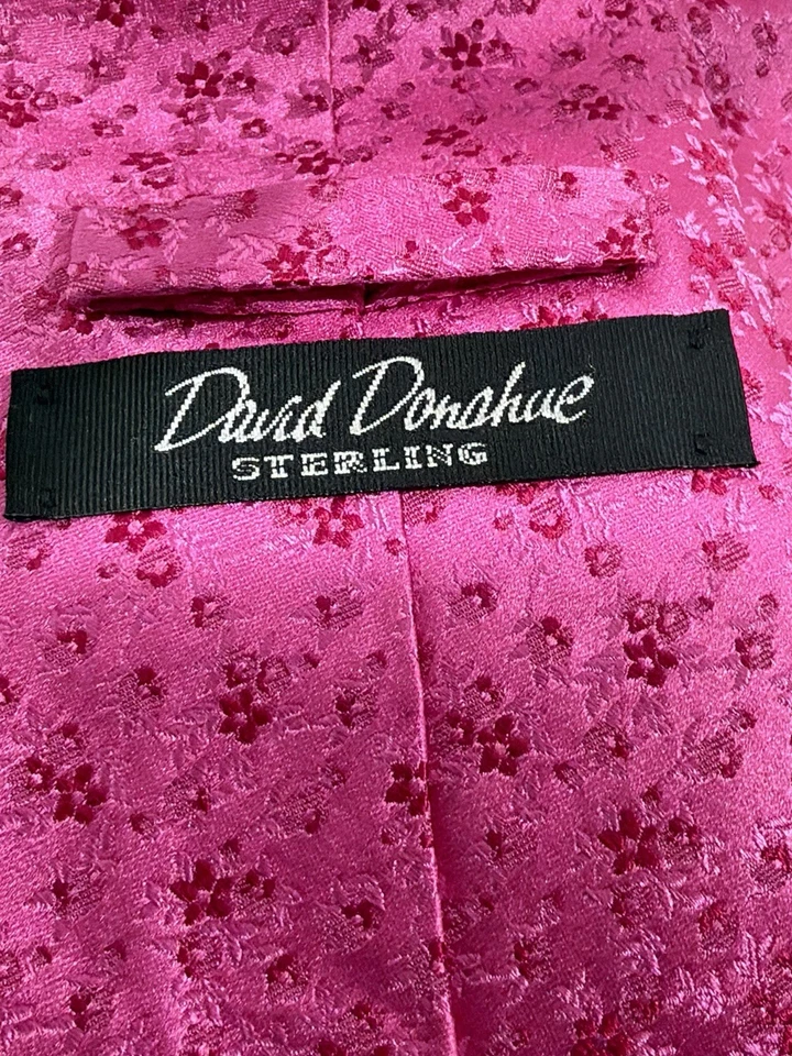 Corbata David Donahue Sterling Para Hombre 100% Seda Rosa Bordada Floral Talla Única Foto 2 de 4