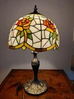Stained Leaded Glass, Tiffany Style Vintage Table/Desk Lamp