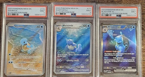 Pokemon 151 Blastoise EX 200 Wartortle 171 Squirtle 170 PSA 9 Set Illustration