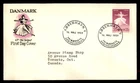 Mayfairstamps Denmark FDC 1959 festival 35 cents woman dancing First Day Cover a