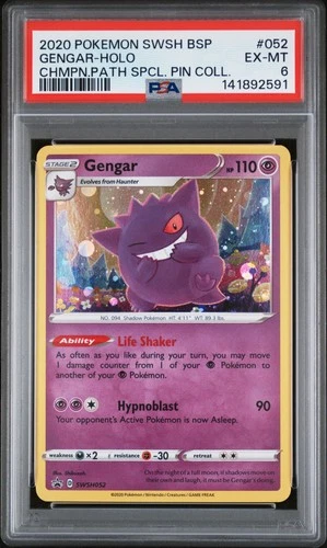 2020 POKEMON SWSH PROMO CHAMPION'S PATH SPECIAL PIN COLLECTION GENGAR-HOLO PSA 6