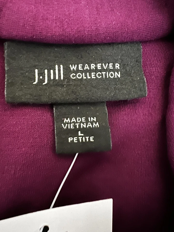 Vestido J.Jill Wearever para mujer grande pequeño púrpura cuello en V manga 3/4 bolsillos tejido Foto 2 de 4