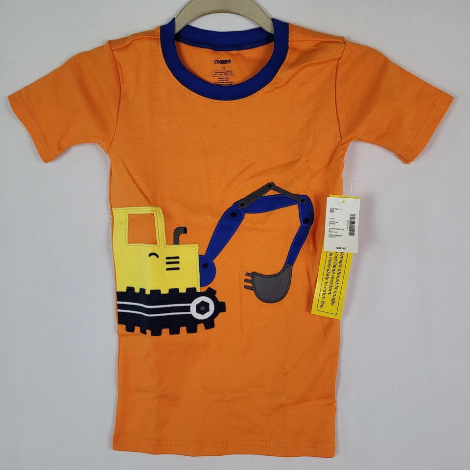 Новый с Ярлыками Gymboree мальчиков два изделия Sleepwear комплект строительного оборудования оранжевый размер 10 $33 - Изображение 2 из 4