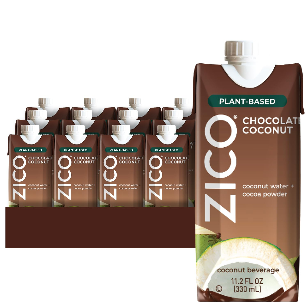 Zico Chocolate Coconut Water, Plant-Based, Chocolate Milk, 11.2 Oz