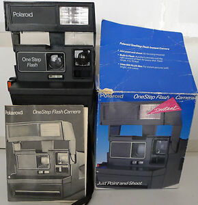 Polaroid 600 One Step Flash Instant Film Camera +Box, NEW FILM & Manual