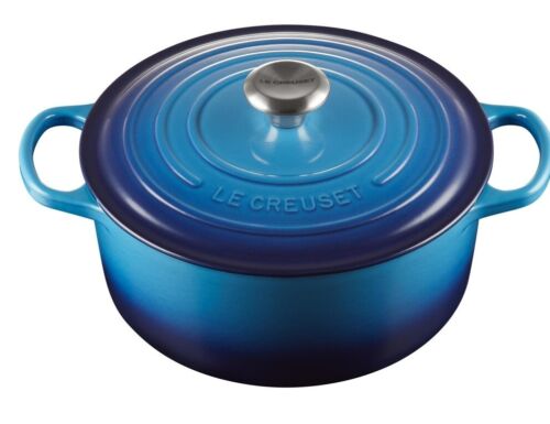 HORNO HOLANDÉS Le Creuset Cocotte Ronde Signature 26 cm 5,3 litros azul azul azul nuevo en caja - Imagen 4 de 5