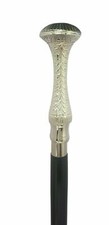 Wooden Walking Stick Handmade Brass Silver Long Head Handle Designer Style Cane
