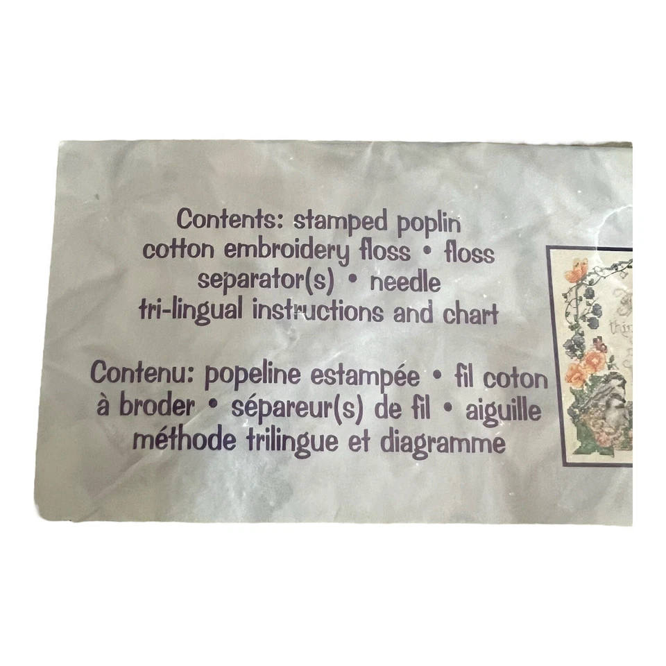 Bucilla a Cuadros Estampada Punto de Cruz Naturaleza Garbanzos 43191 Kit 14x11 Sin Abrir 2002 Foto 3 de 4