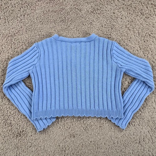 ART CLASS Light Blue Ribbed-Knit Long-Sleeve Cropped Cardigan Sweater Girls L - Picture 12 of 12