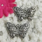 Free Ship 25 Pcs Antique Silver Butterfly Charms Pendant 31X20MM H-1667