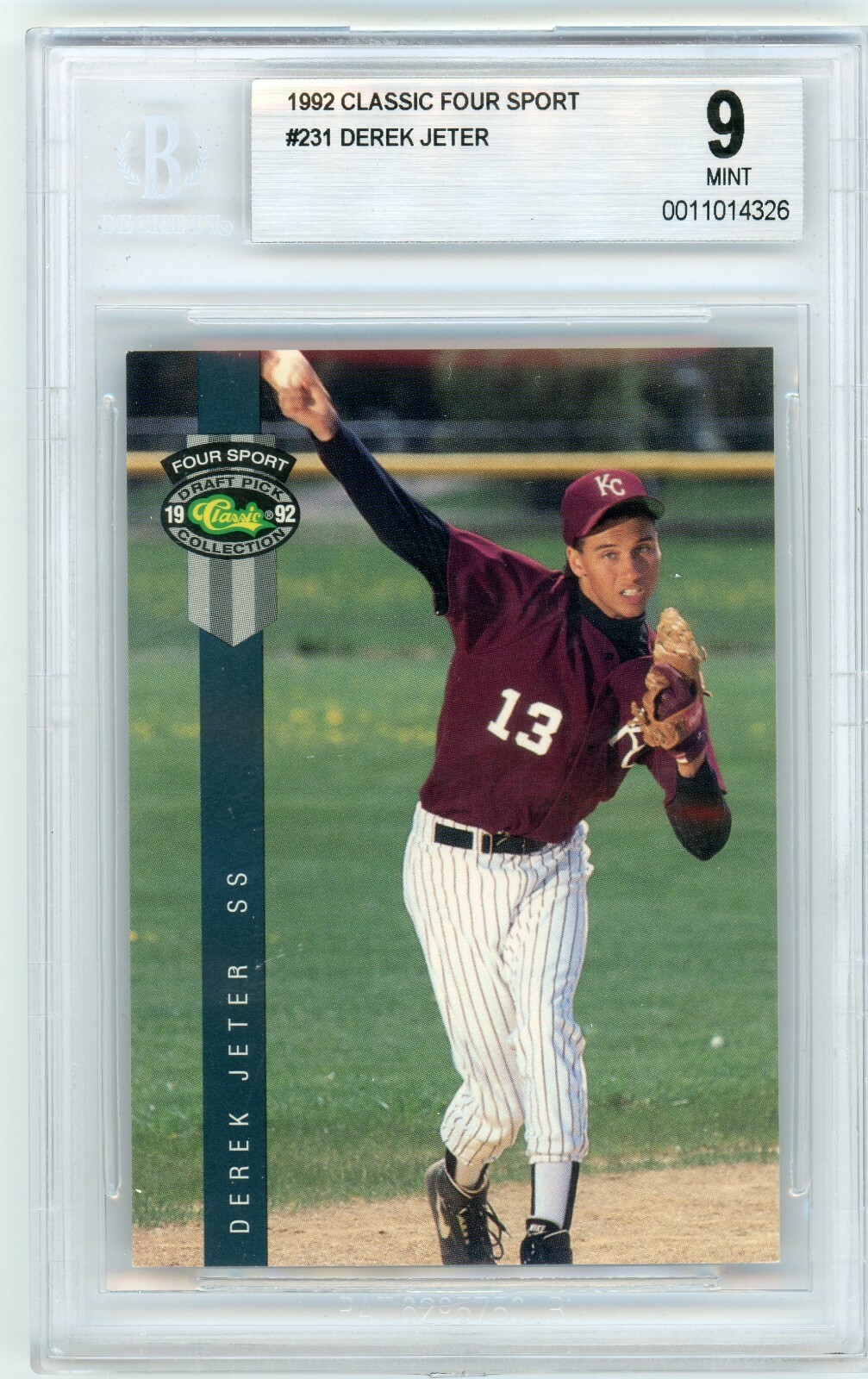 DEREK JETER 1992 Classic Four Sport Draft #231 Yankees Rookie RC BGS 9 Mint