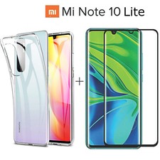 COVER per Xiaomi Mi Note 10 LITE CUSTODIA TPU + PELLICOLA VETRO TEMPERATO CURVO