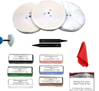 MPK Bench Grinder Golf Club Metal Polishing Kit 6" x 1/2" Aluminium Steel Stainless