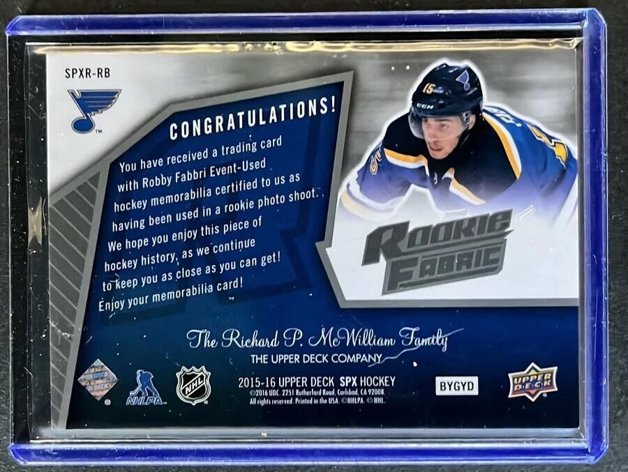 7 Rookie Card Lot Robby Fabbri 2015-16 SPx '05-06 Retro Rookie Jerseys #SPXR-RB - Image 3 of 4