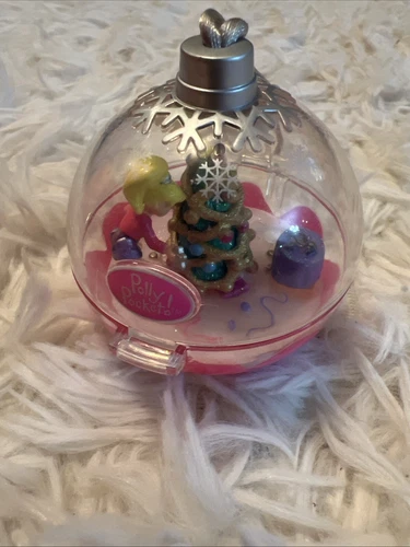 Vintage 2002 Polly Pocket Glitter Christmas Tree Ornament Globe Opens Rare