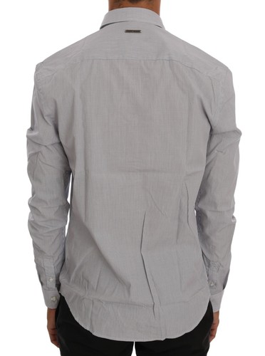 Frankie Morello Camisa Blanca Cuadros Azules Informal Algodón Corte Normal S. - Foto 3 di 10