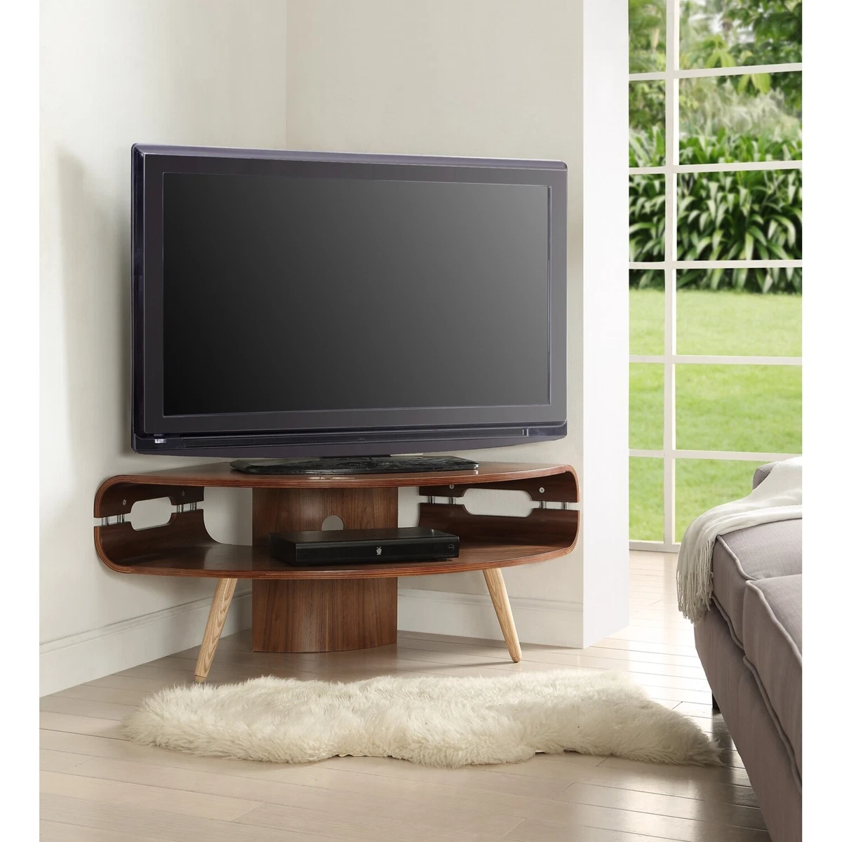 The Range Retro Corner TV Stand Wood Veneer Living Room Entertainment Unit