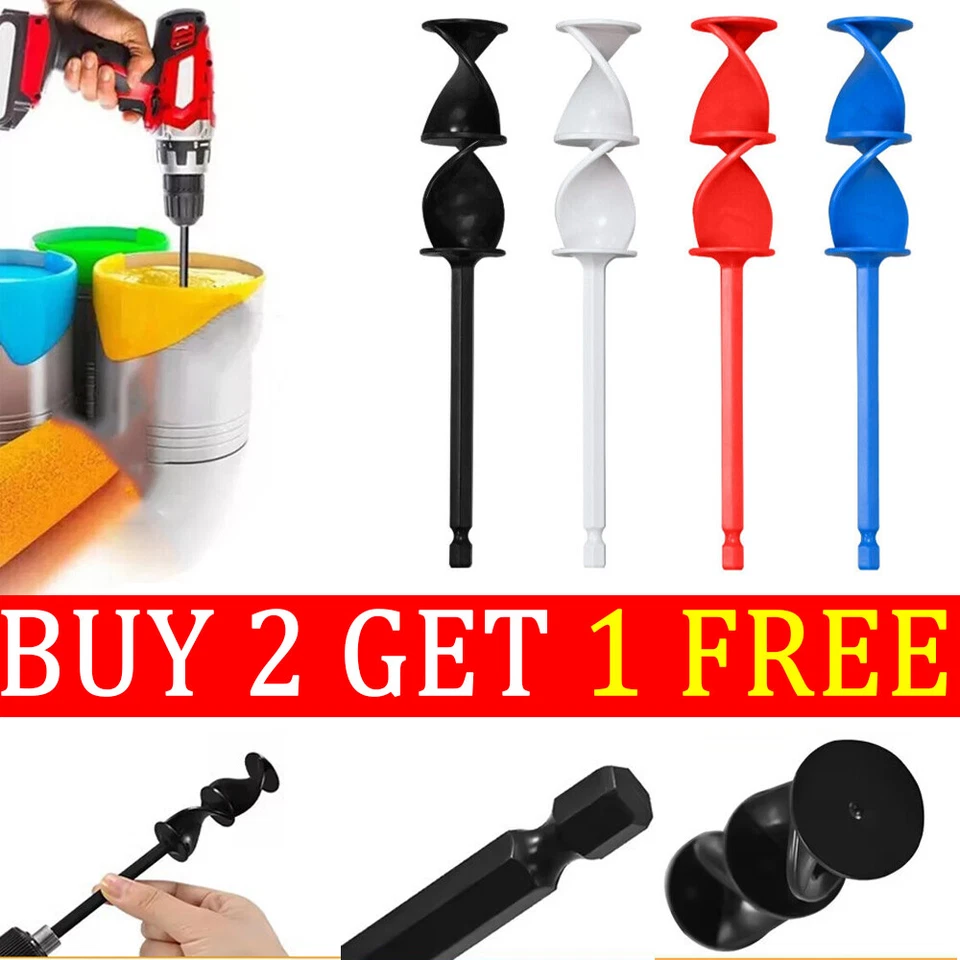 Drill Paint Pot Plaster Mixer Stirrer Mixing Mix Paddle Whisk Reusable ABS