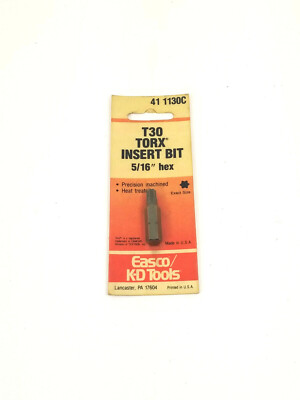 EASCO 411130C T30 Torx 5/16' Hex Bit ''Made In USA''