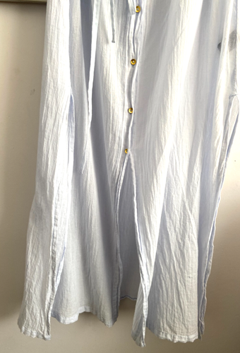 John Lewis UK 15 Beautiful Blue 100% Cotton Side Splits Beach Maxi Cover Up - Picture 10 of 10