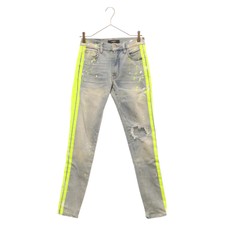 AMIRI Side Line Damaged Skinny Denim Pants Indigo Blue Used