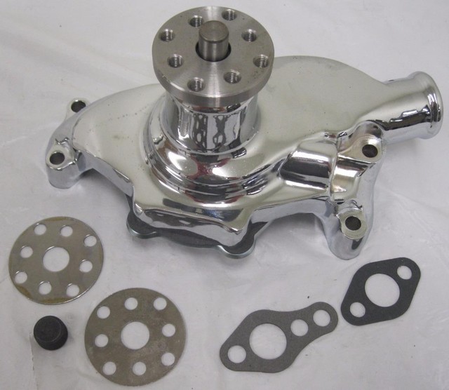 Small Block Chevy High Volume CHROME Aluminum Short Water Pump SBC 327